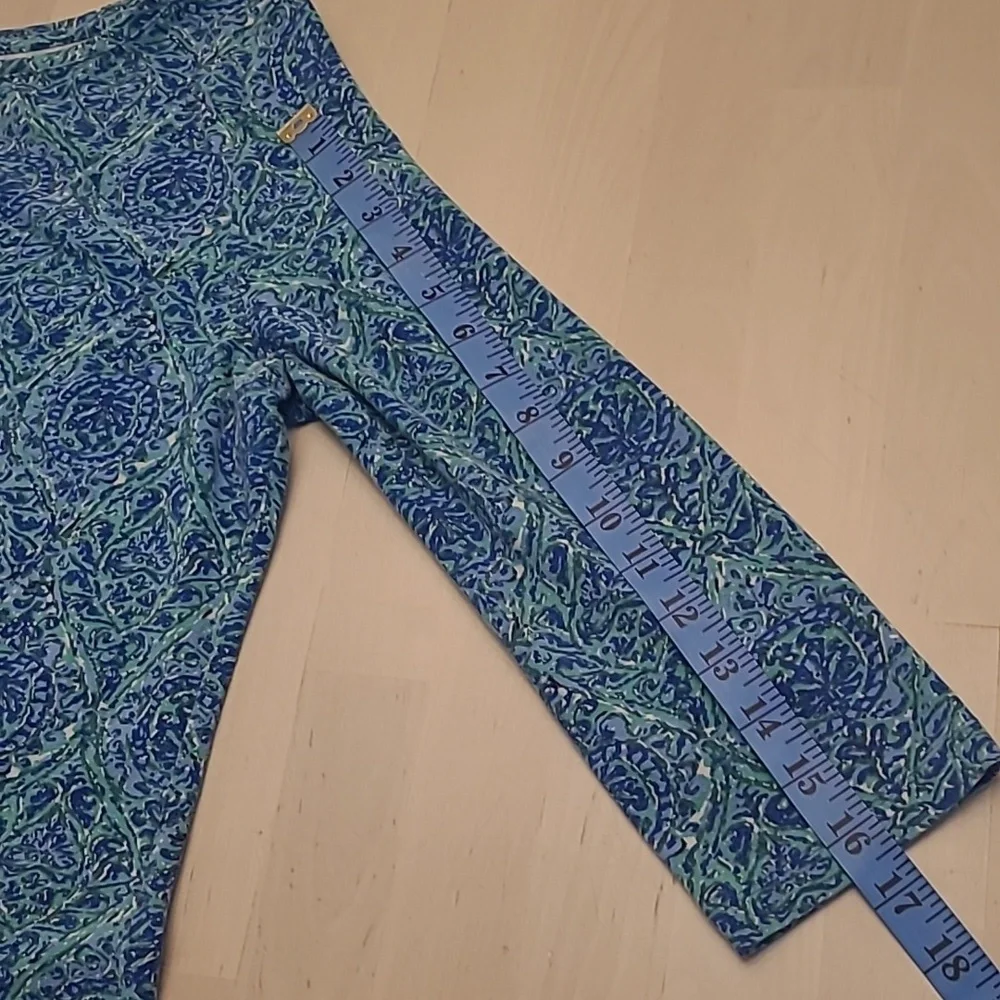EUC Talbots Blue Patterned Boat Neck Cotton/Modal Blend Top - Picture 6 of 11